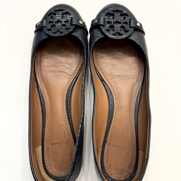 Tory Burch Mini Miller Lizard Leather Ballet Flats - Picture 7 of 16